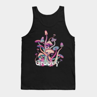 Groovy Retro Mushroom Art Tank Top